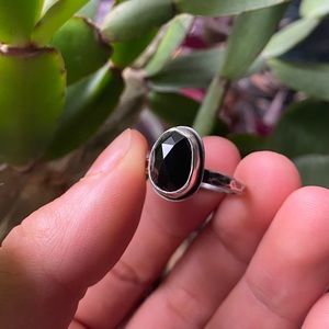 Sterling Silver Onyx Ring - size 8.5